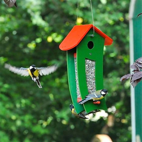 Futterspender grün - Futtersilo für loses Vogelfutter