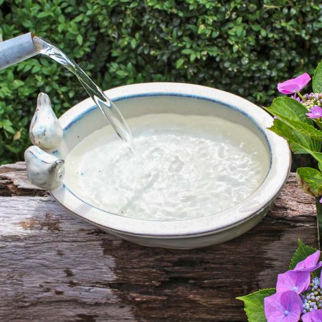 Vogeltränke Keramik oval cremeweiß, Esschert-Design