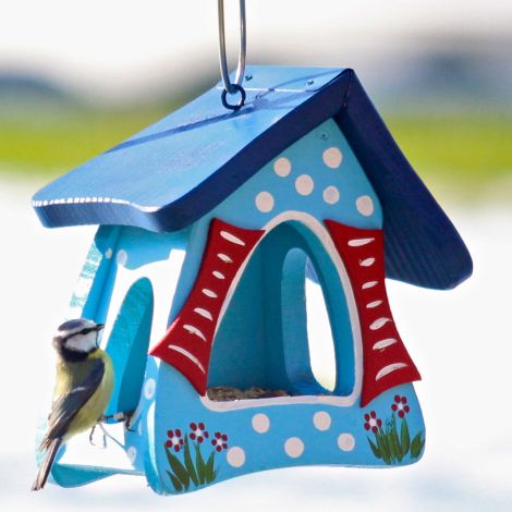 Vogelvilla Futterhaus Tupfen hellblau