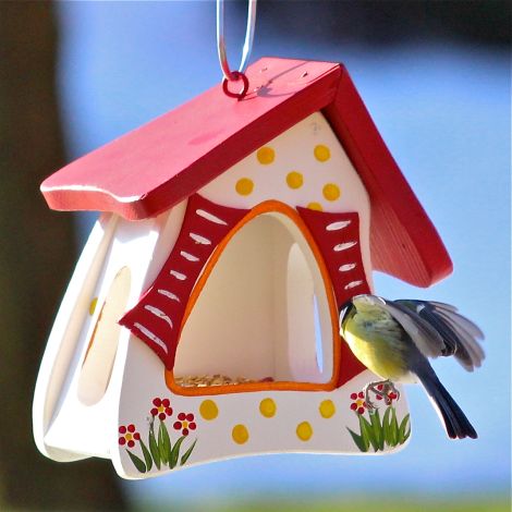 Vogelvilla Futterhaus Tupfen weiß