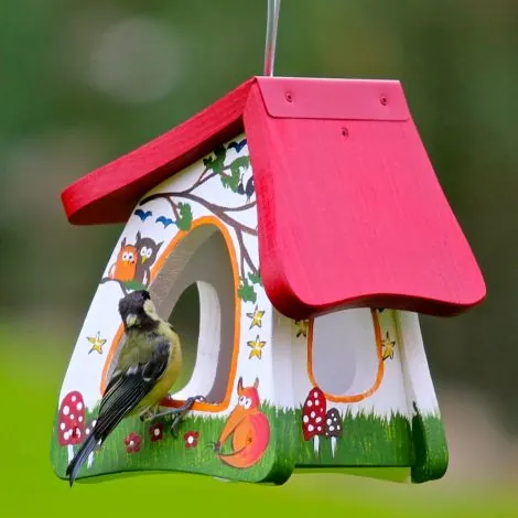 Vogelvilla Futterhaus Tiere des Waldes weiß